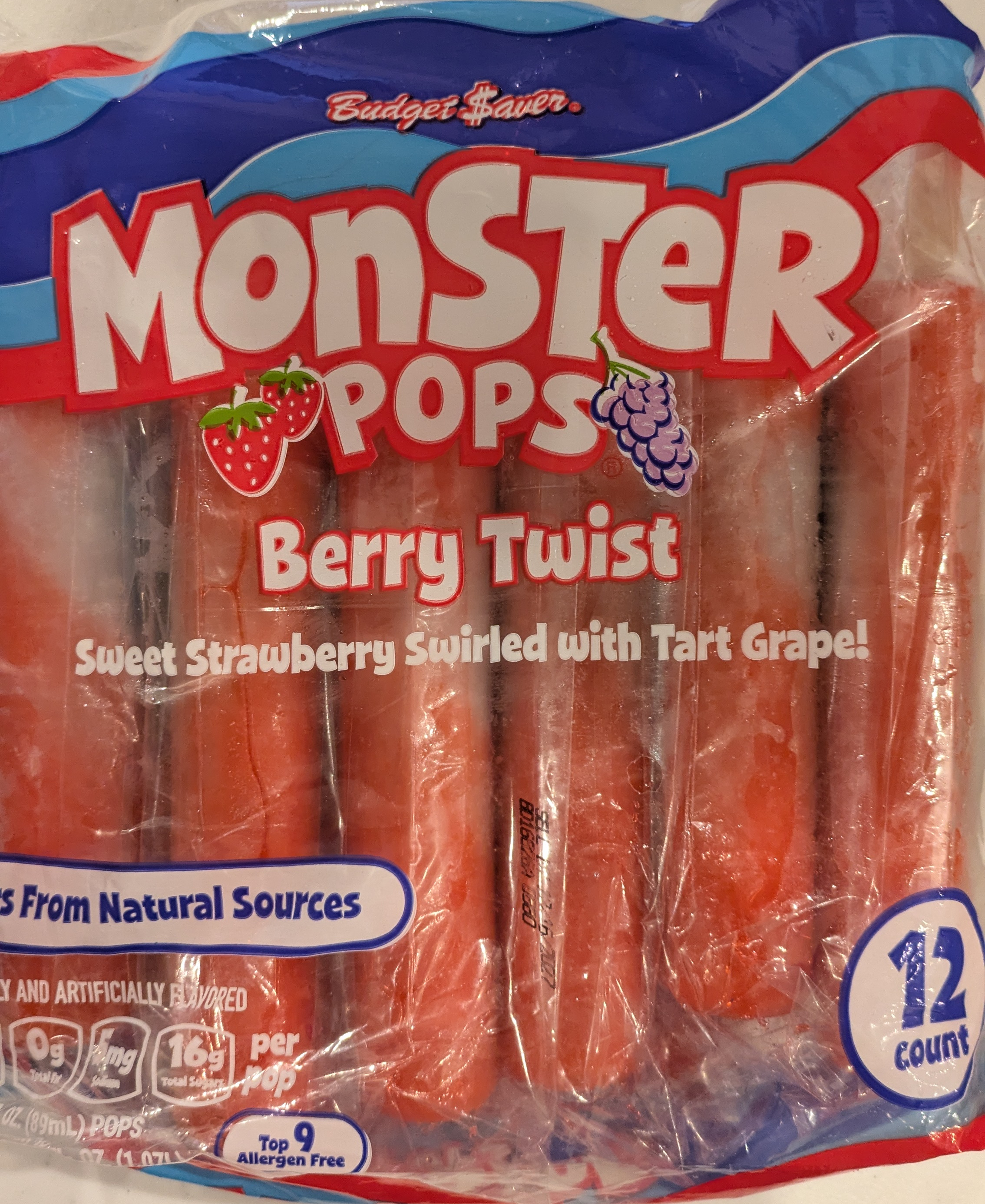 Budget Saver Monster pops Berry Twist