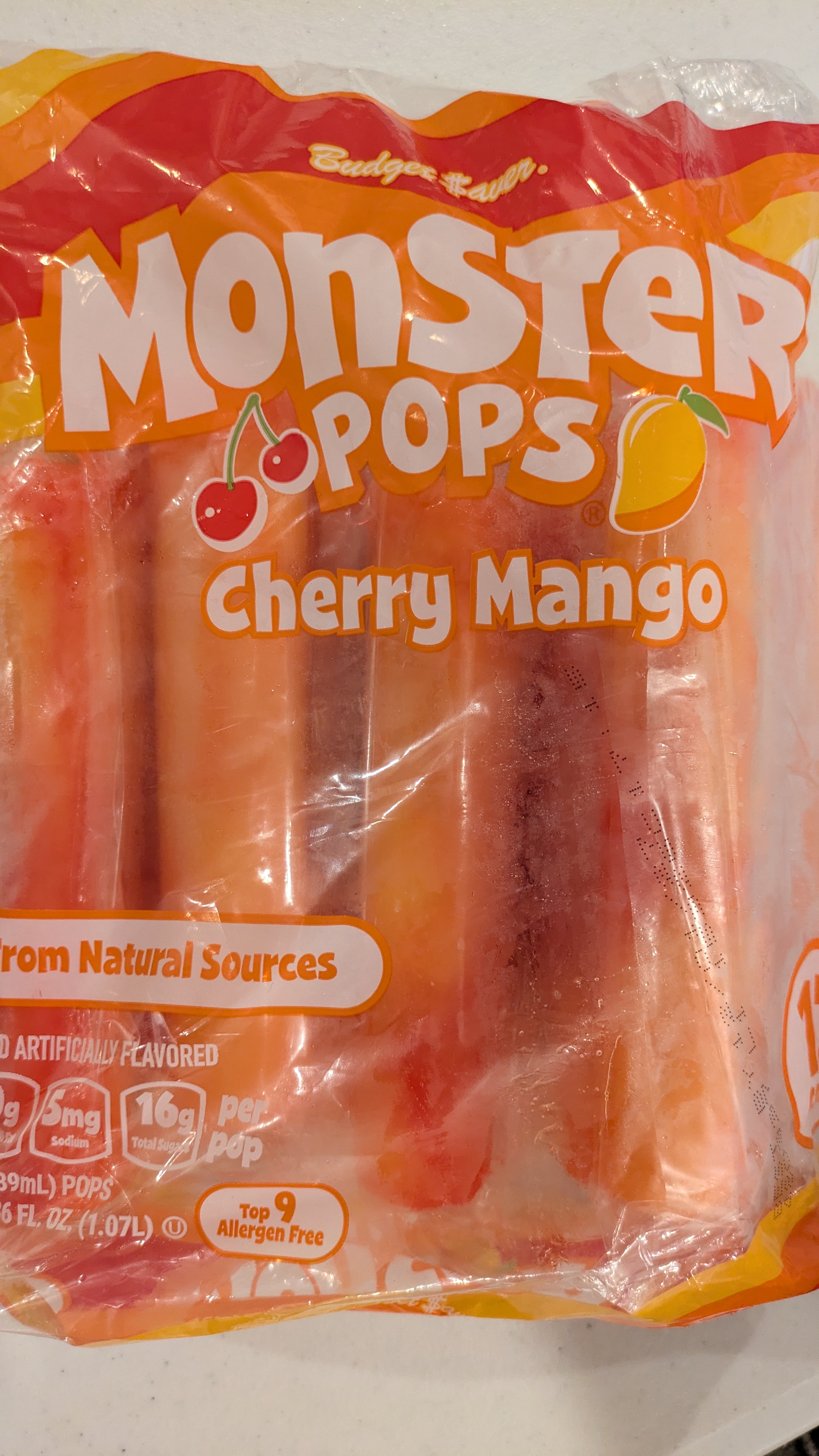Budget Saver Monster slushed pops Cherry Mango